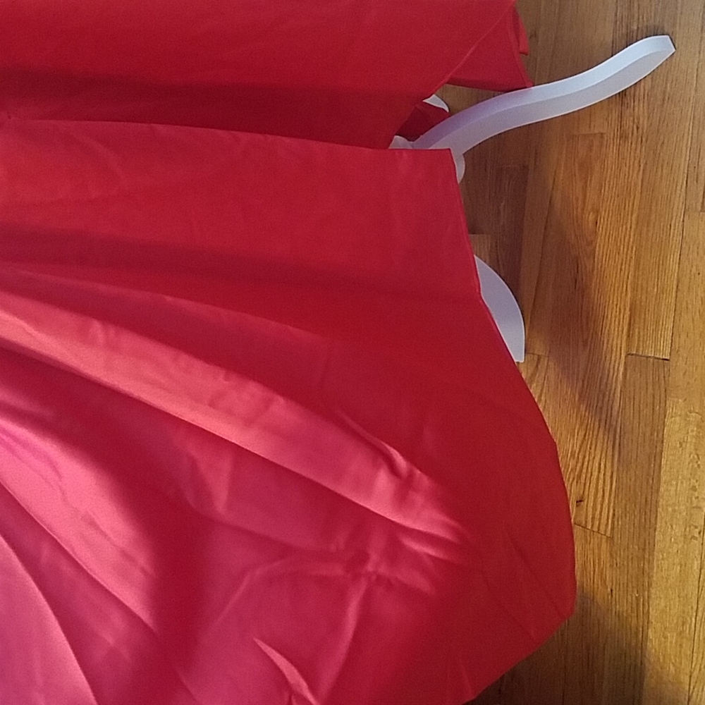 NWT Self-Portrait red satin handkerchief hem midi dress - Picture 13 of 16